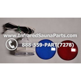 COMPLETE LIGHT ASSEMBLY 12V - COMPLETE LIGHT ASSEMBLY WITH BULB + RED AND BLUE COVER 12V 10